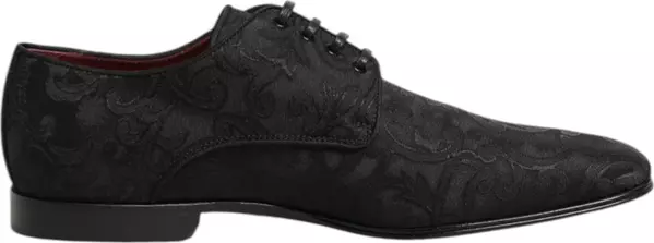 Black Brocade Lace Up Derby Men Dress Shoes