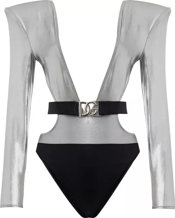 Gray Viscose One-Piece Swimsuit