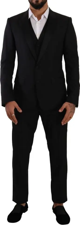 Black Wool Three-Piece Suit