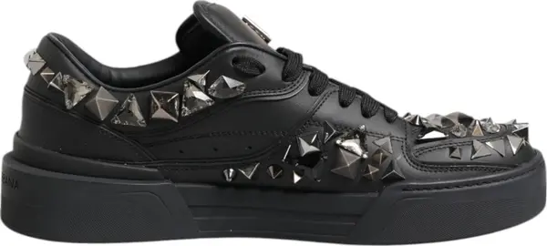 Black Portofino Studded Men Sneakers Shoes
