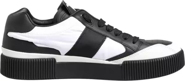 Black White Leather MIAMI Low Top Sneakers Shoes