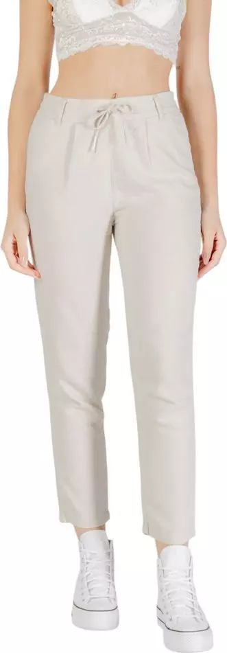 Beige Linen Casual Pants