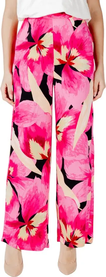 Pink Viscose Casual Pants