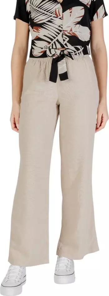 Beige Linen Casual Pants