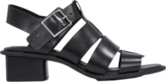 Black Polyester Flat Sandals