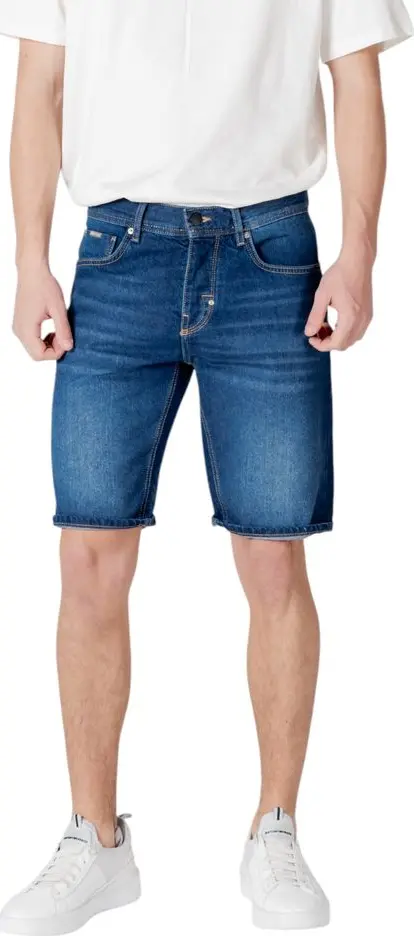 Blue Cotton Bermuda Shorts