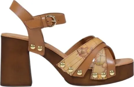 Beige Leather Platform Sandals