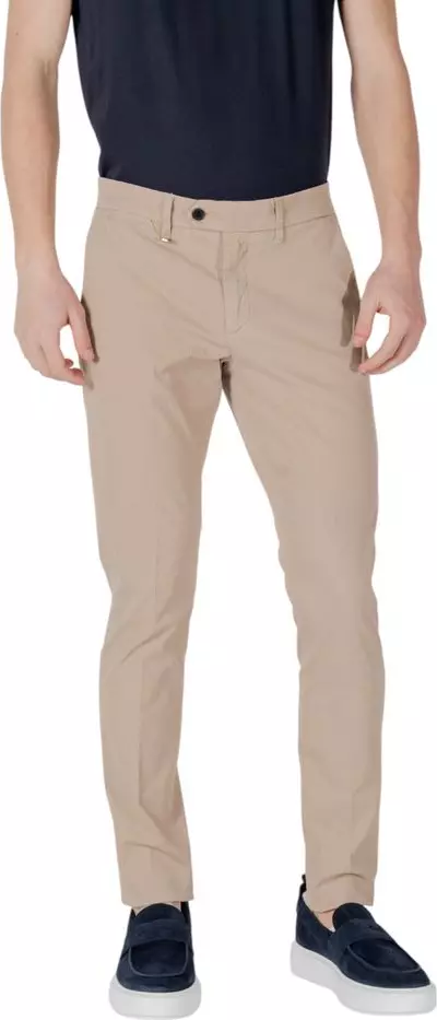 Beige Cotton Skinny Pants
