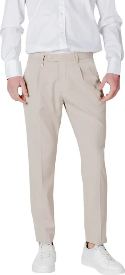 Beige Polyester Casual Pants