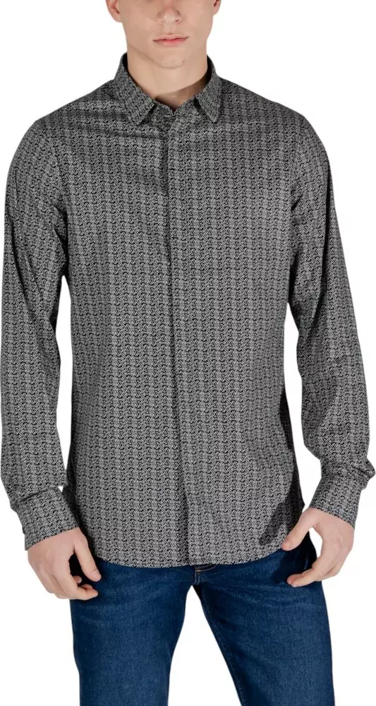 Black Cotton Pattern Shirt