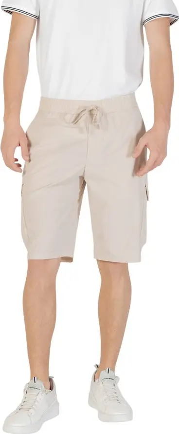 Beige Polyester Bermuda Shorts