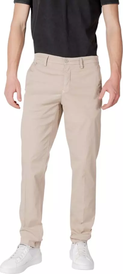 Beige Cotton Casual Pants