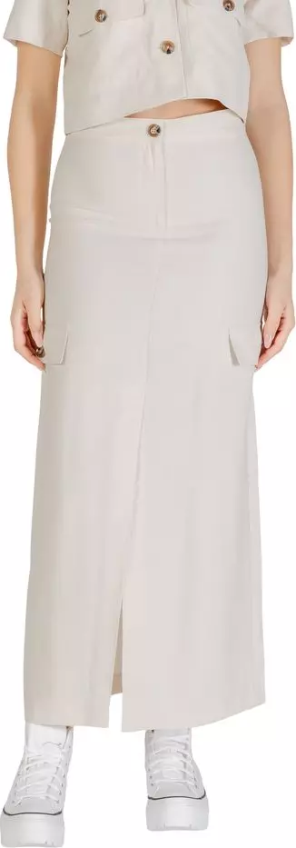 Beige Viscose Long Skirt