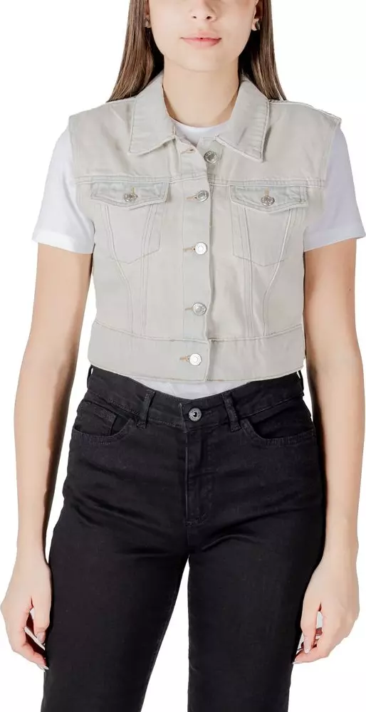 Light Blue Cotton Sleeveless Jacket