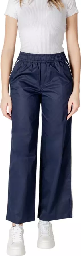 Blue Cotton Casual Pants