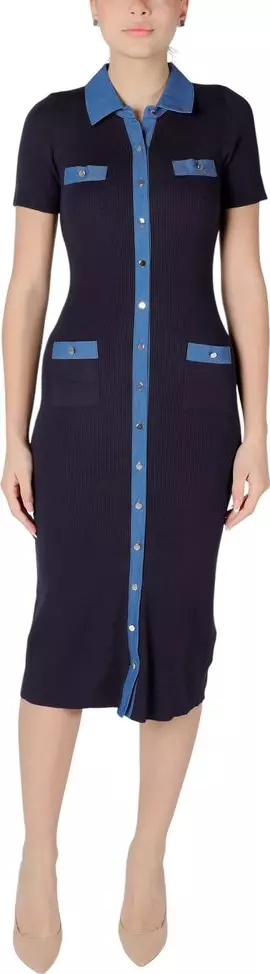 Blue Viscose Long Dress