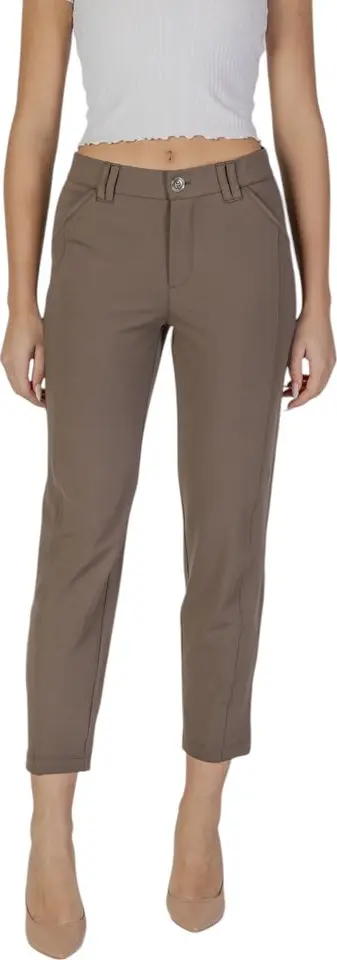 Brown Polyester Casual Pants