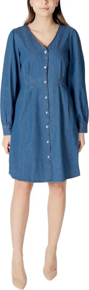 Blue Cotton Short Dress