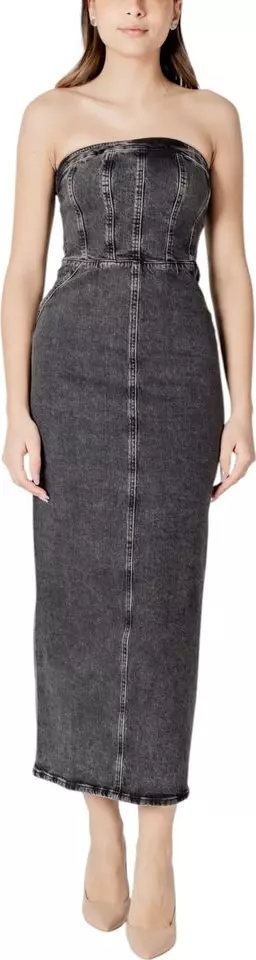 Black Cotton Midi Dress