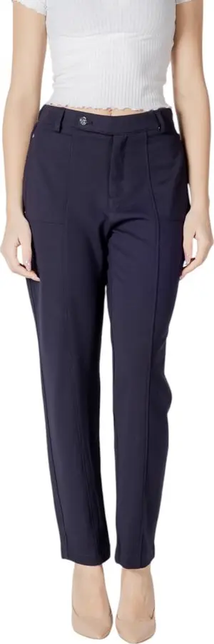 Blue Viscose Casual Pants