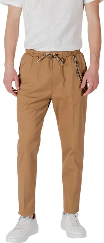 Brown Cotton Casual Pants