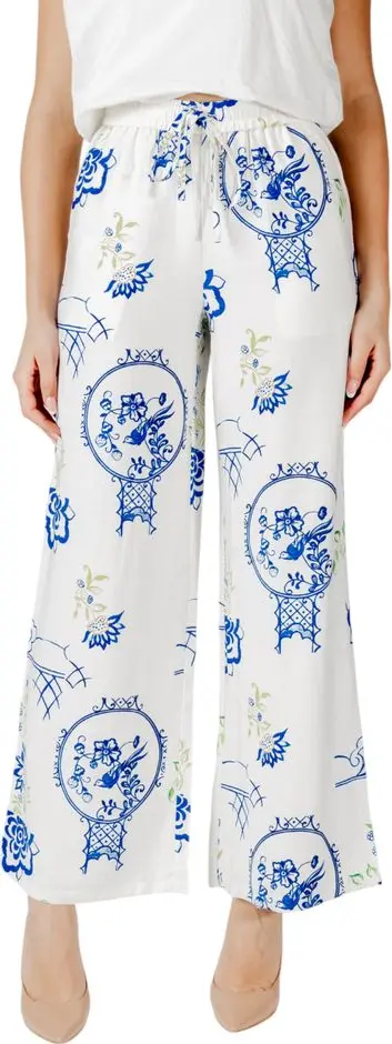 White Viscose Casual Pants