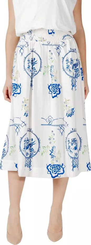 White Viscose Midi Skirt