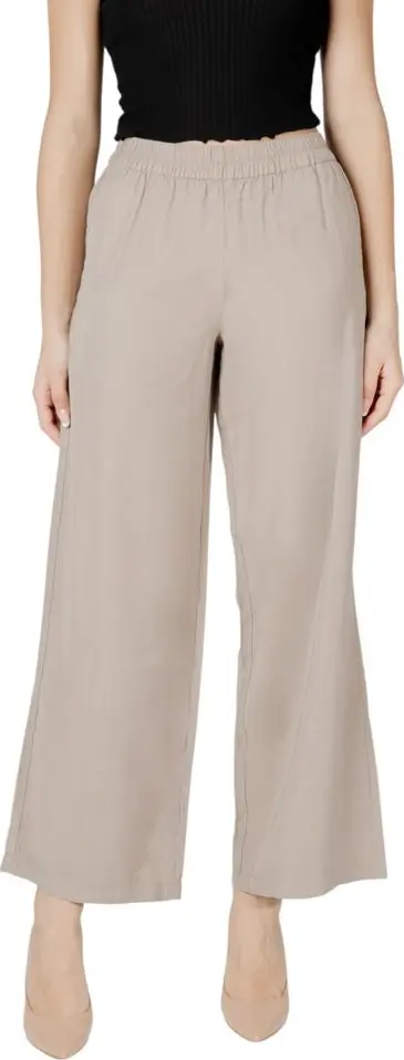 Beige Viscose Casual Pants