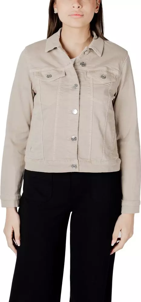 Beige Cotton Denim Jacket
