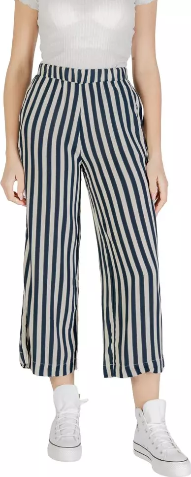 Blue Viscose Cropped Pants