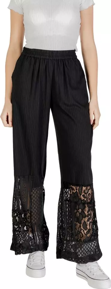 Black Cotton Casual Pants