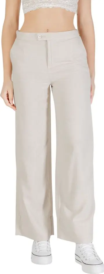Beige Viscose Casual Pants