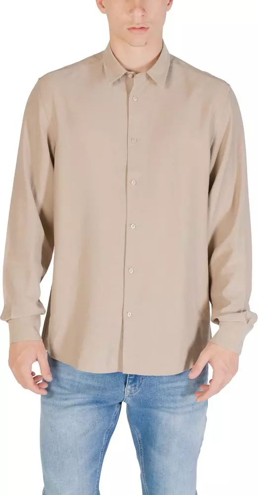 Beige Viscose Dress Shirt