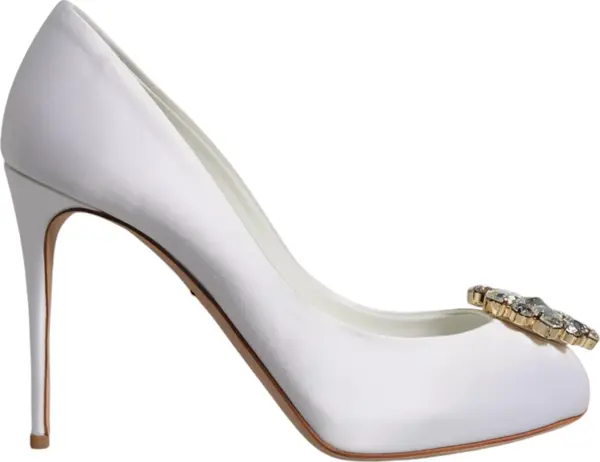 White Crystals Peep Toe Satin Pumps Shoes