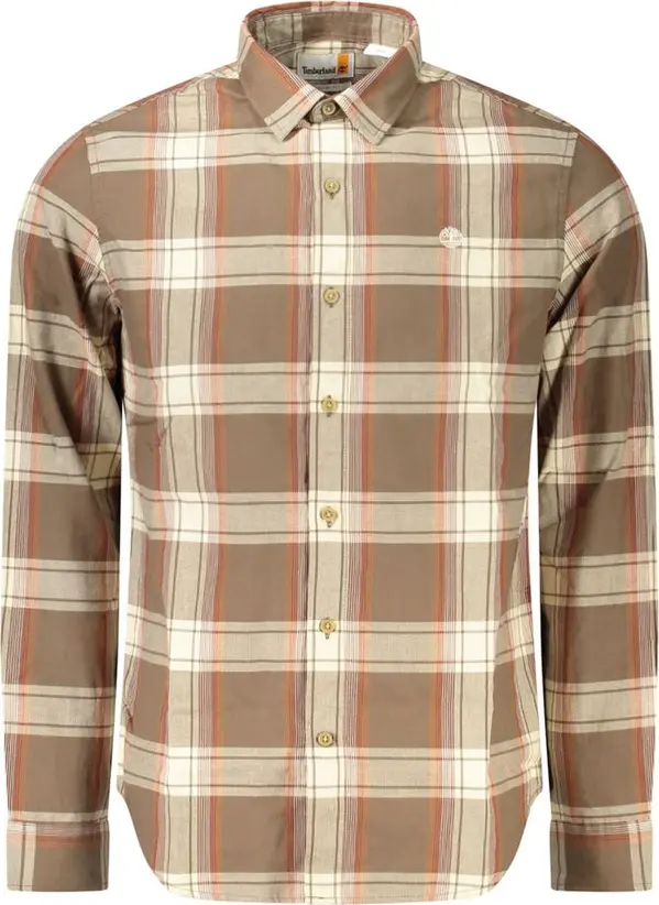 Brown Cotton Men Shirt