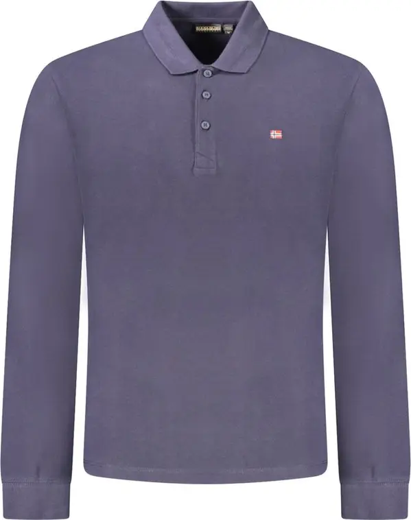 Blue Cotton Men Polo Shirt
