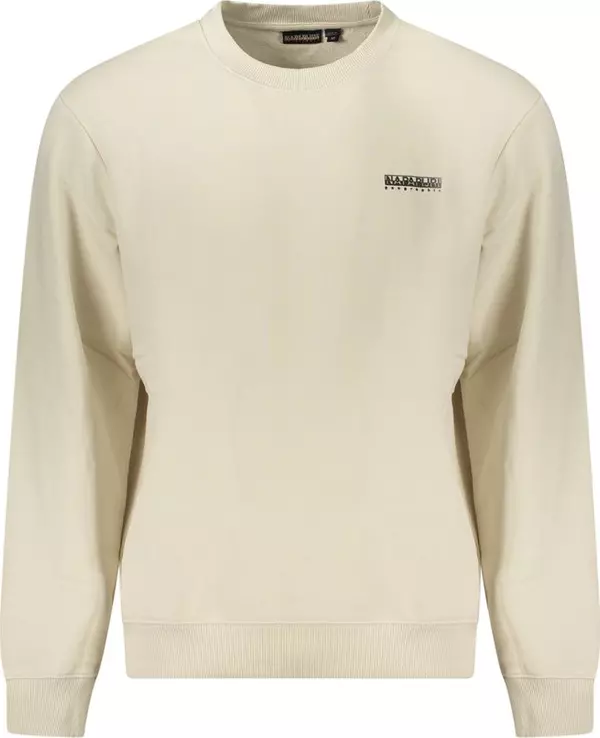 Beige Cotton Men Sweatshirt