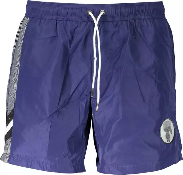 Blue Polyester Men's Swim Boxer