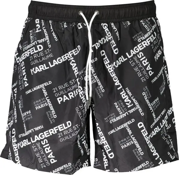 Black Polyester Men's Swim Trunk