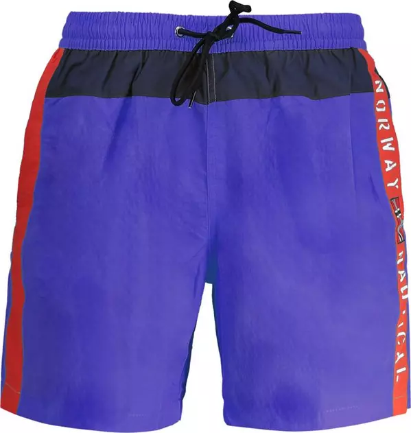 Blue Polyester Men's Swim Trunk