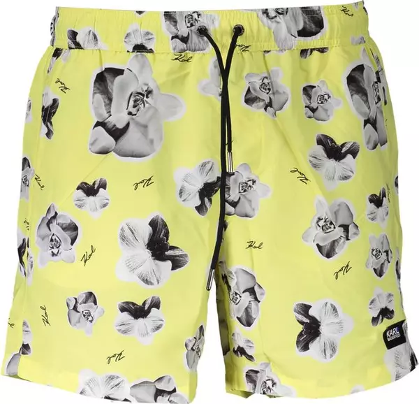 Yellow Polyester Men Swim Boxer