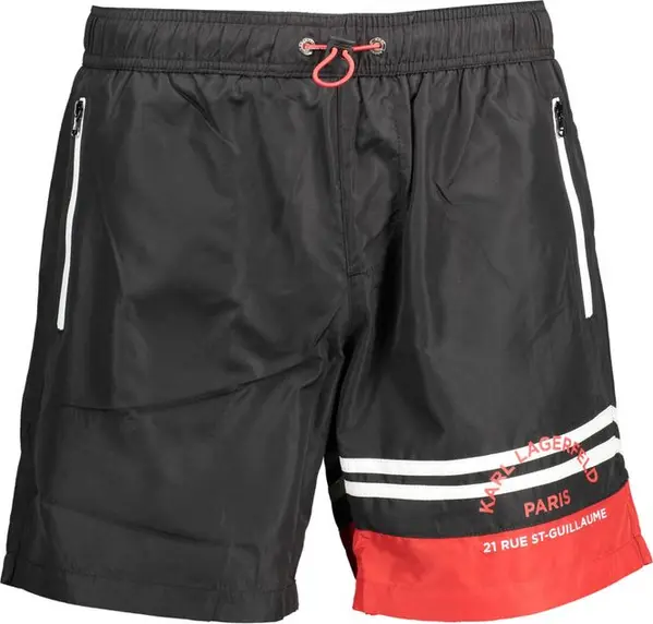 Black Polyester Men's Swim Boxer