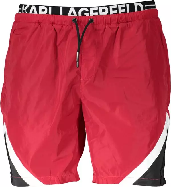 Red Polyester Men's Swim Boxer