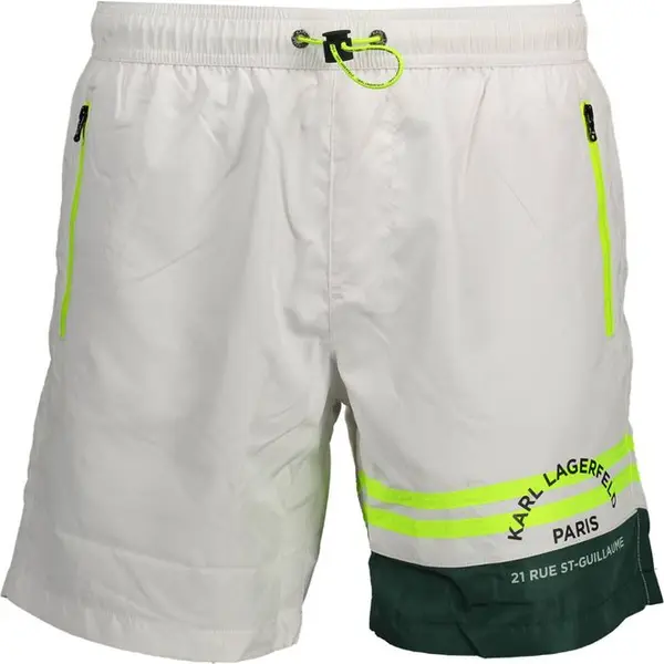 White Polyester Men's Swim Boxer