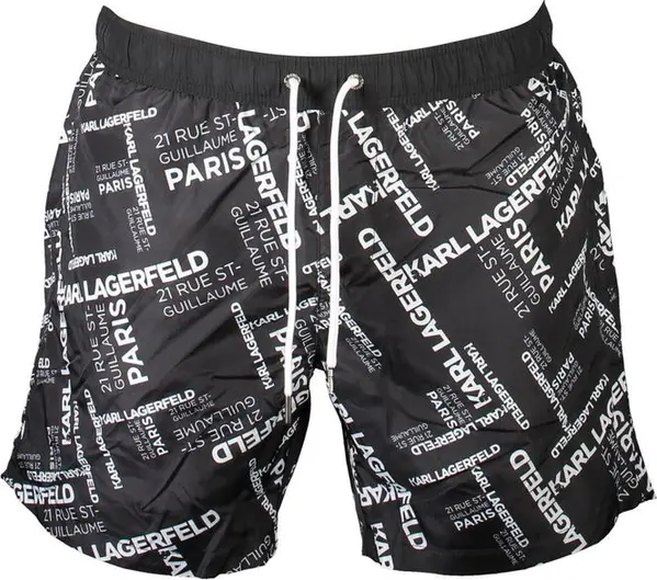 Black Polyester Men's Swim Boxer