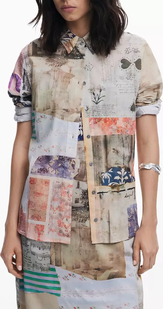 Beige Cotton Women Shirt