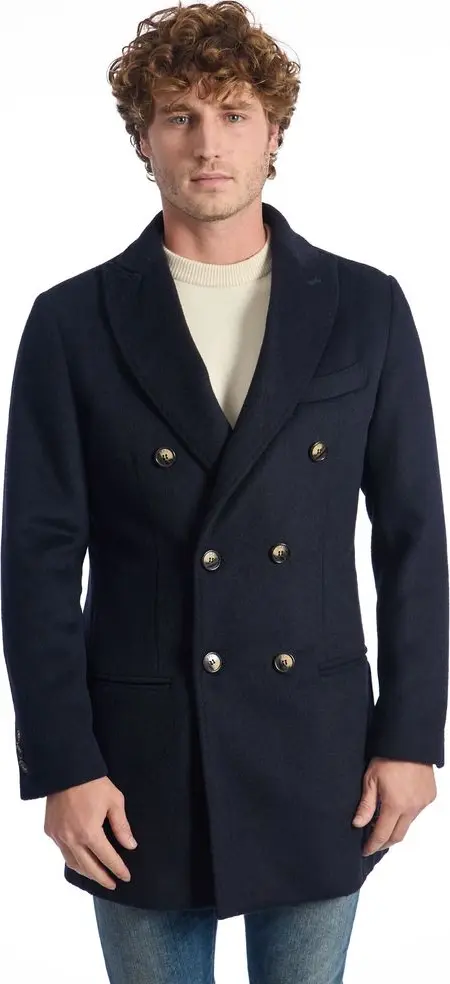 Blue Wool Men Jacket