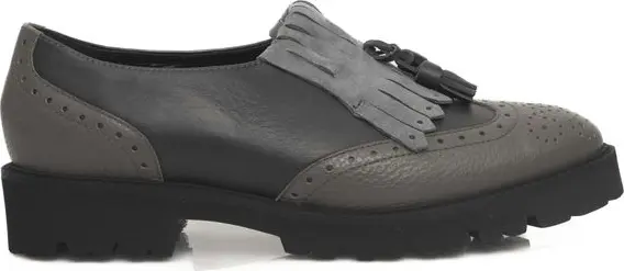 Gray Cowhide Women Loafer