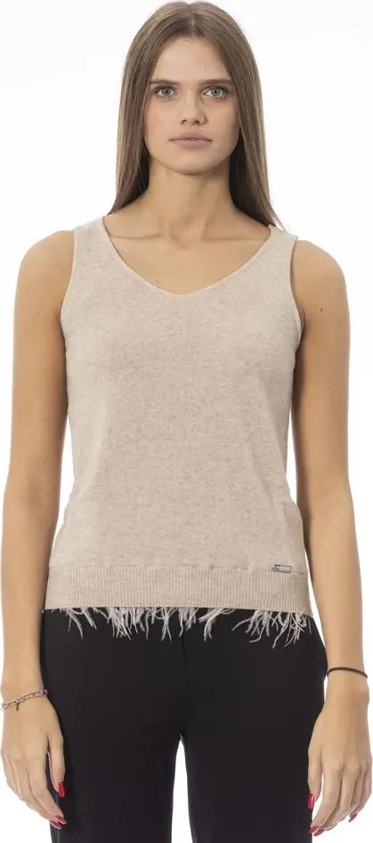 Beige Wool Women Top