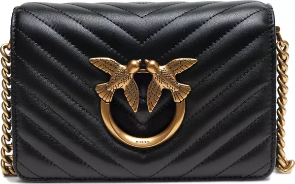 Black Leather Love Click Mini Shoulder Bag